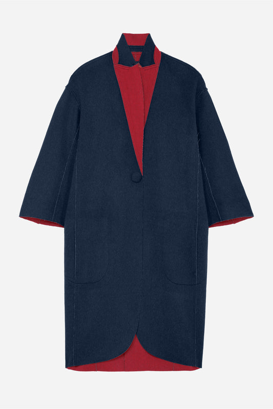 DANIEL - Long reversible coat in wool and cashmere