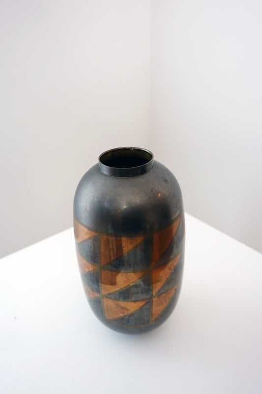 [1980s, India] Copper Geometric Motif Vase