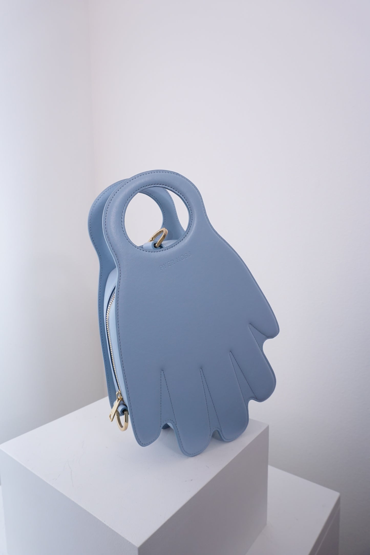 Pyer Moss Baby Blue Leather Hand Bag (Literally)