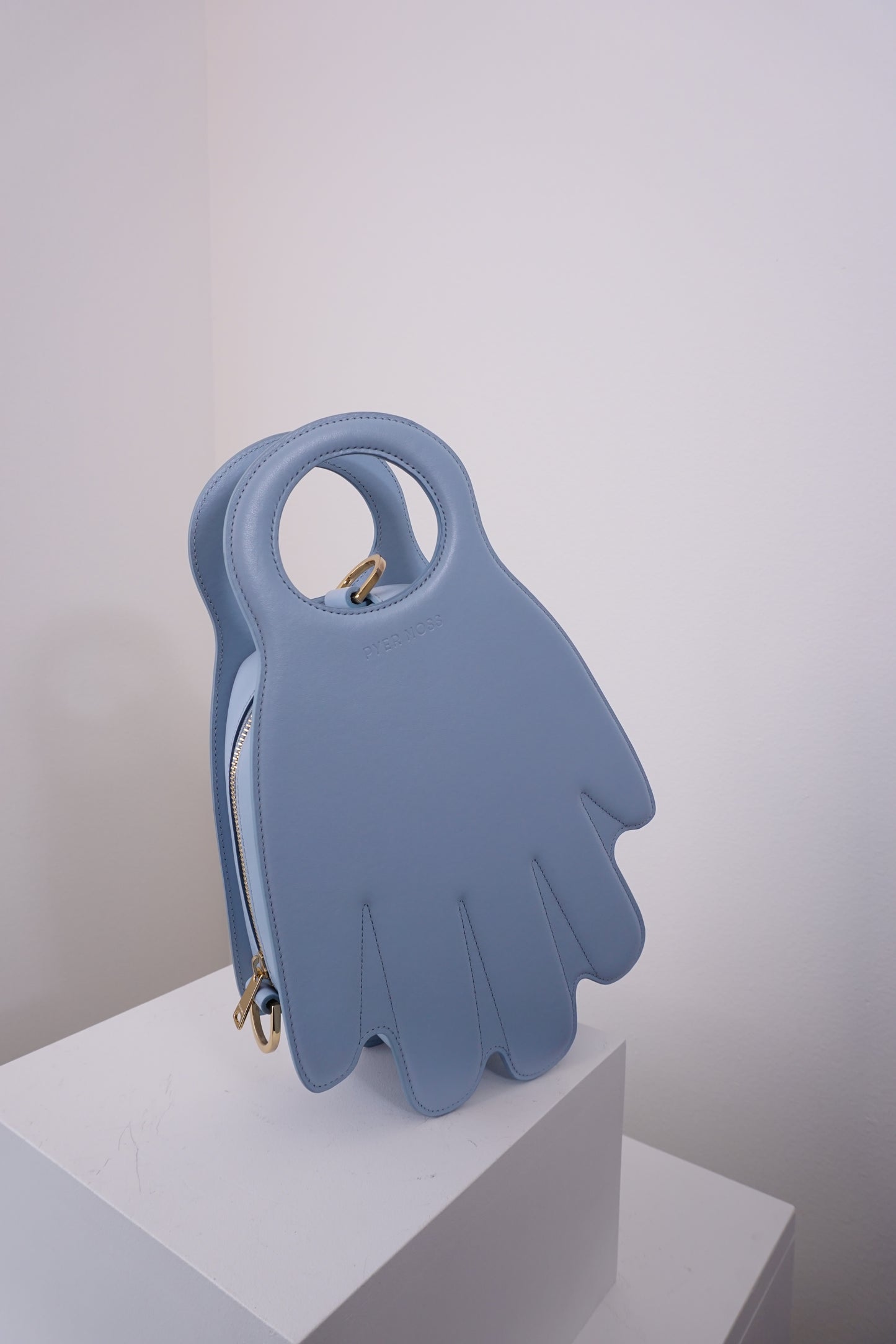 Pyer Moss Baby Blue Leather Hand Bag (Literally)